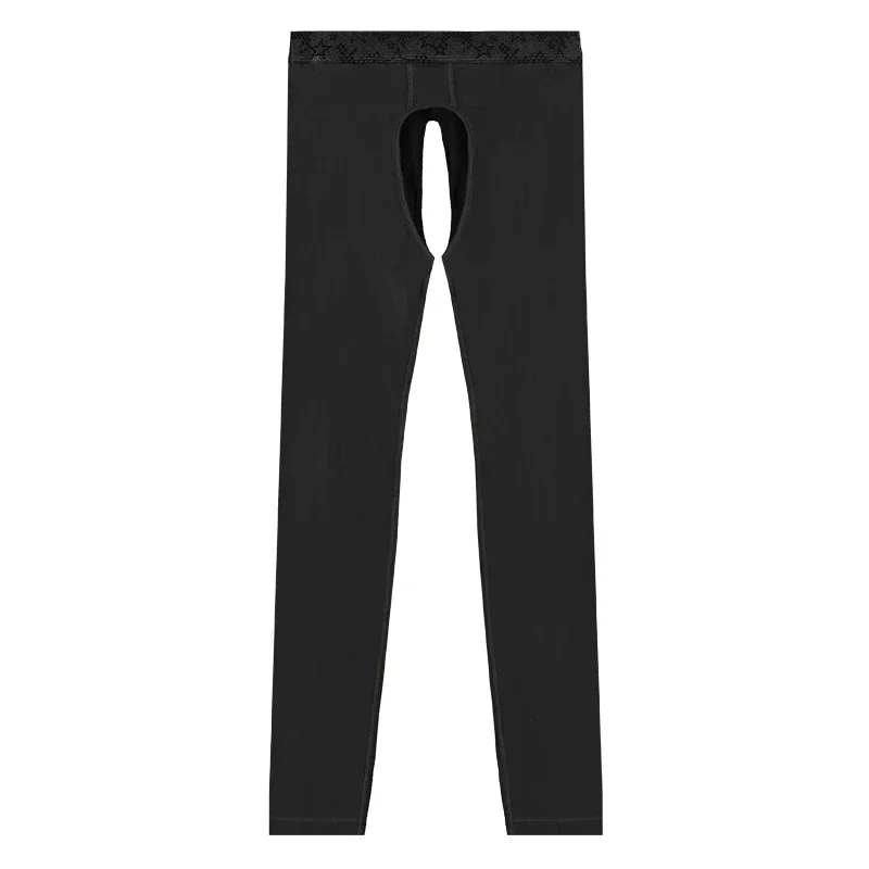 

Open-crotch thermal pants men thin leggings middle-aged old long Johns autumn winter tight inner threaded pants men's cotton pan