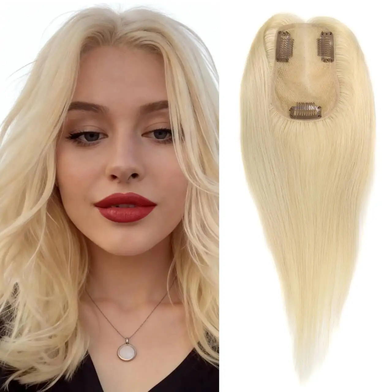 

Swiss Lace Invisible Hair Toppers for Women Clip-In Natural Fringe Hairpieces Mild Hair Loss Volume Hand-Woven Human Hair