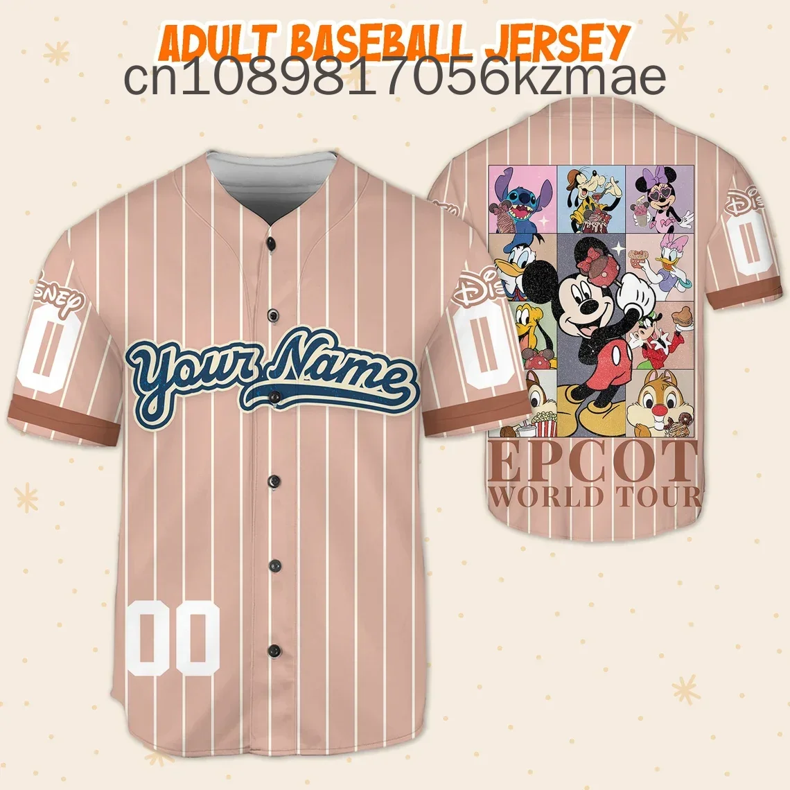 2024 New Custom Disney Trip Baseball Jersey 3D Print Baseball Jersey Cartoon Casual Men's and Women's Children's Baseball Shirt