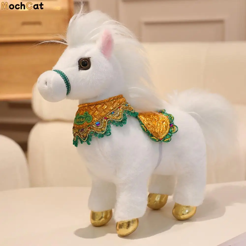 Traditional Mascot Horse Stuffed Toys 25cm Lucky Chinese Zodiac Horse Cartoon Animal Cute Pony Plush Doll Festival Gift