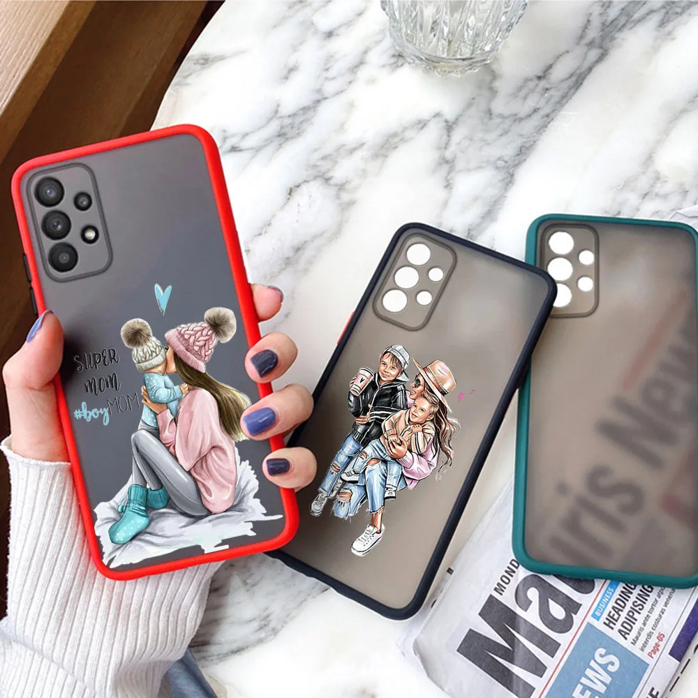 Phone Case For Samsung S21 Plus S24 S23 S22 S20 A53 A54 A71 A72 A73 A34 A51 A52 Brown Hair Baby Mama Girl Translucent Back Cover image 3