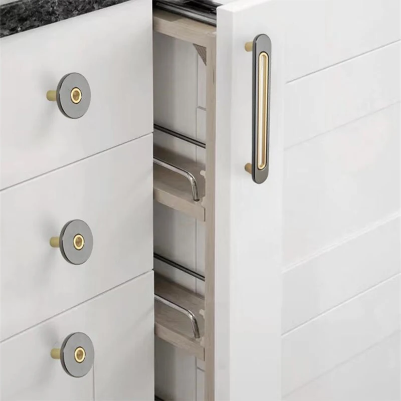 Schwarz-gold Kombination Zink-legierung Schrank Türgriff Badezimmer Schrank Schublade Schrank Türgriff Kleiderschrank Griffe für Möbel