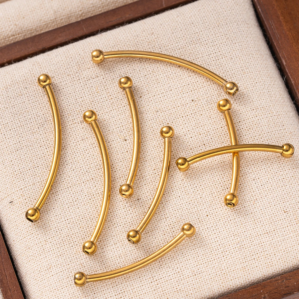 5 Stück 1,2 mm Loch Edelstahl Gebogene Rohr-Abstandshalter-Perlen Verbinder für handgemachte DIY Armbänder, Halsketten und Schmuckherstellungszubehör – Detail 5