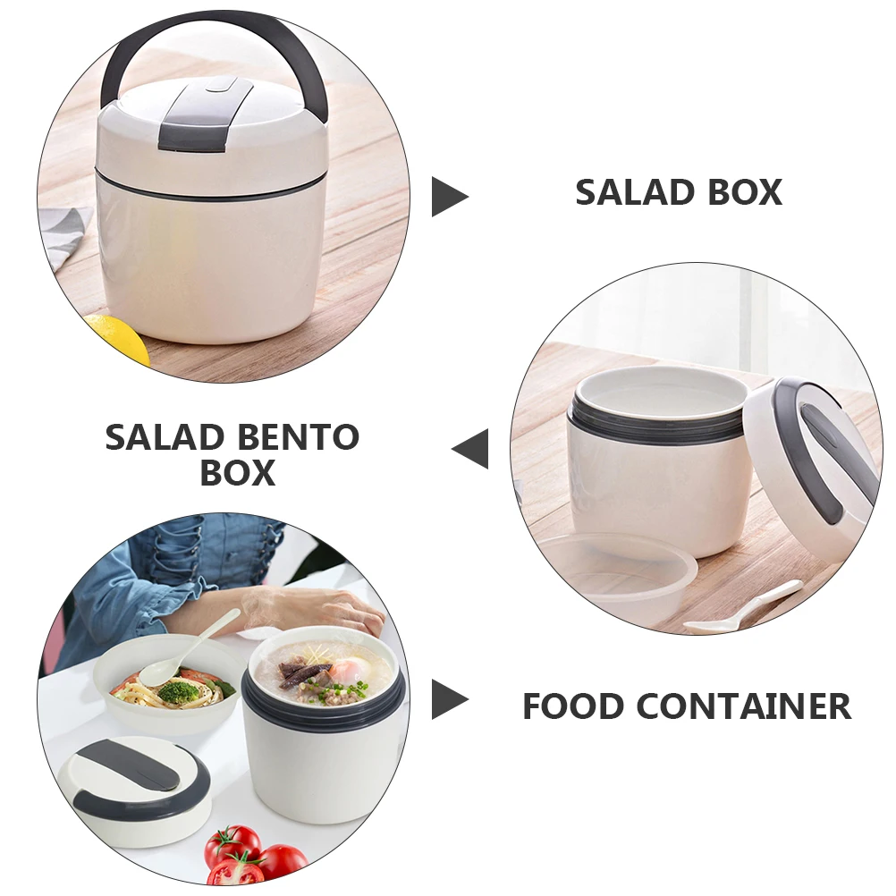 

Thermal Lunch Box 1000ML White Double Layer Food Container Bento Salad Box Insulated Meal Kitchen Bar Portable