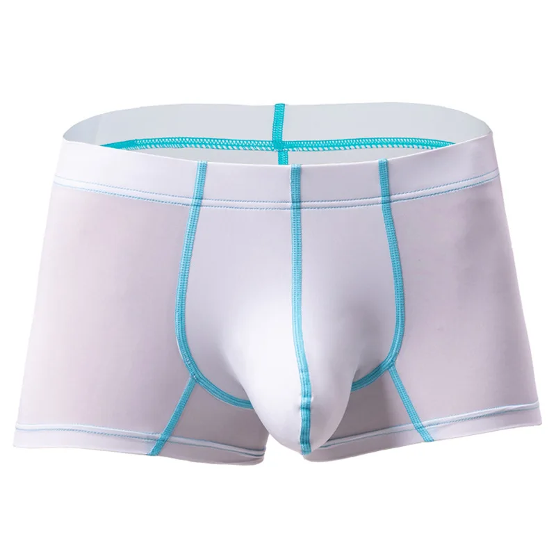 Men Ice Silk Trunks Penis Bag Bulge Pouch Separation Comfortable Breathable Boxer Shorts Man Breathable Quick Dry Sports Panties