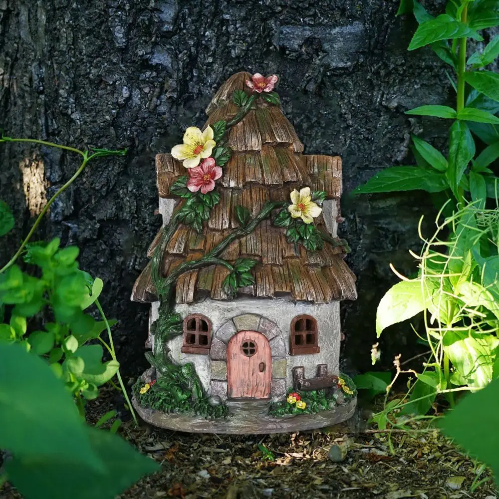 Miniature Fairy Elf Door Figurines Statues for Outdoor Yard Art Sculpture Wooden Ornaments Accessories - Detail 1