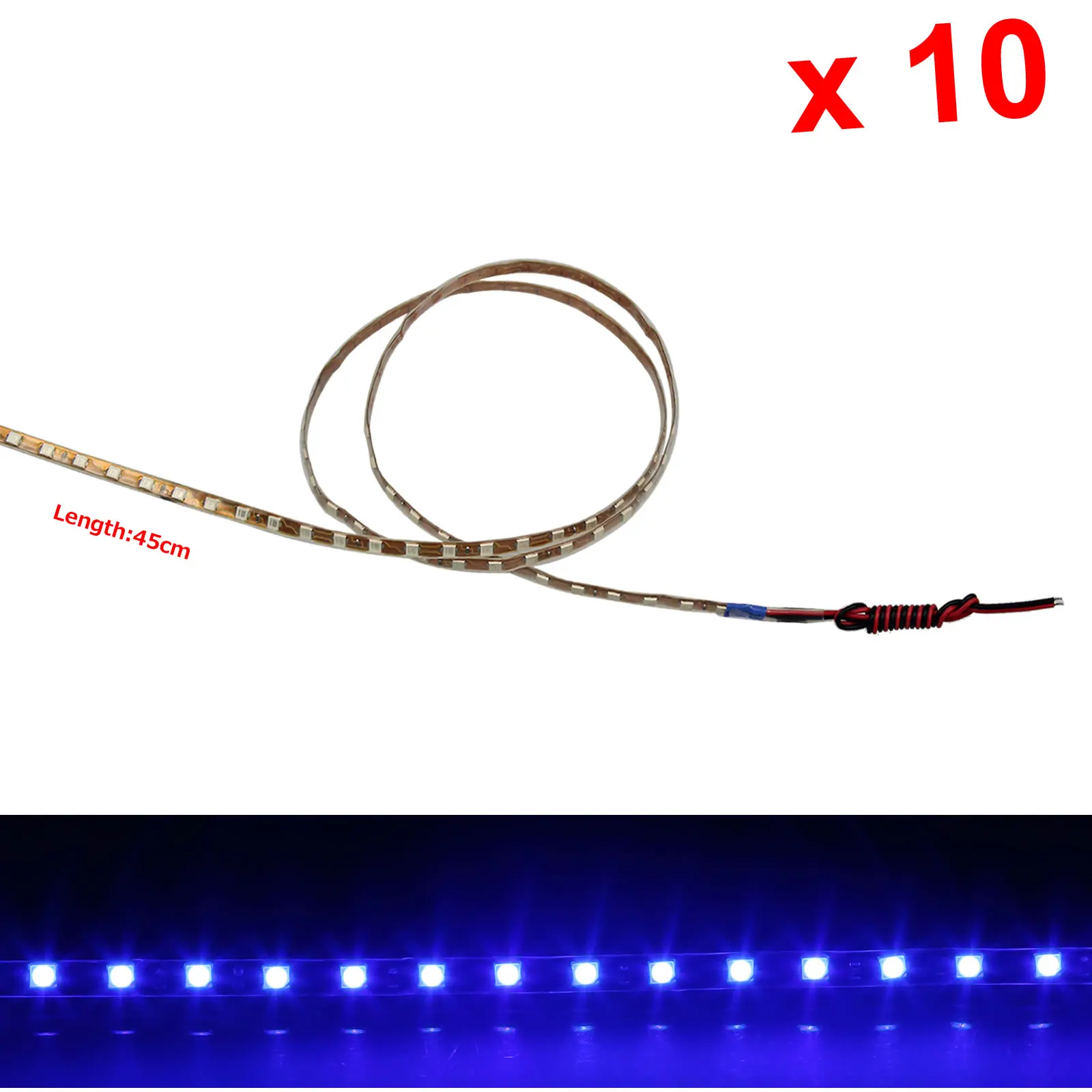 10x Blue Flexible Strip Light 45CM 1.5FT Pipe Waterproof 45 1210 SMD LED M012-B