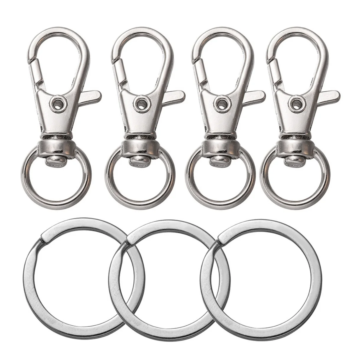 20Pcs Punk Swivel Clasps Set Lanyard Snap Hooks with Key Chain Rings Bag Belt Dog Chains Clip Hooks for DIY Necklace Supplies