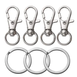 20Pcs Punk Swivel Clasps Set Lanyard Snap Hooks with Key Chain Rings Bag Belt Dog Chains Clip Hooks for DIY Necklace Supplies