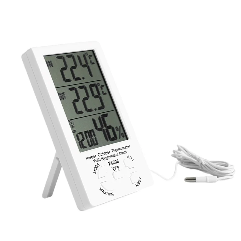 

LCD Temperature Humidity Meter Indoor Outdoor Thermometer Hygrometer with Alarm Clock Home Weather Humidity Monitor