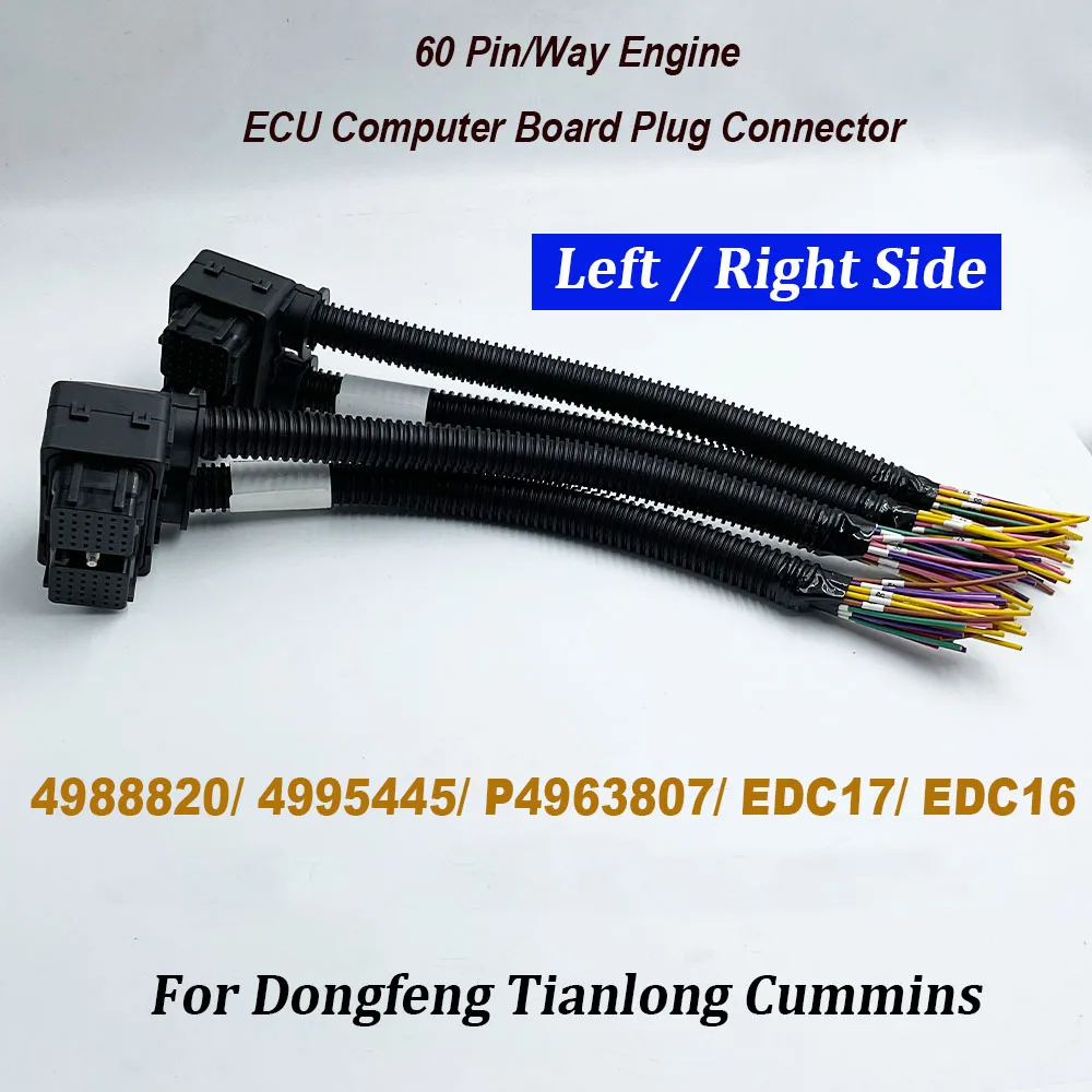 Left Right 60 Pin/Way Engine Computer Board ECU Plug Connector Wire Harness Cable P4963807 4988820 4995445 For Dong Feng Cummins