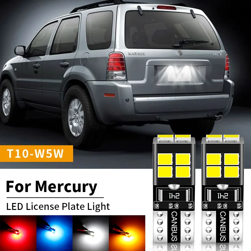 2pcs LED License Plate Light W5W T10 168 Lamp For Mercury Sable Mariner Montego Grand Marquis Mountaineer Marauder Monterey