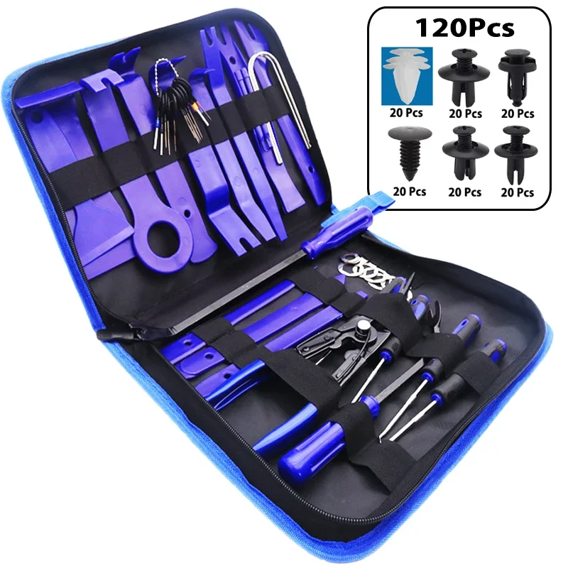 Car Door Trim Removal Pry Tool Kit Painel automático Gancho de remoção áudio Clipes fixação tamanho misto Desmontage