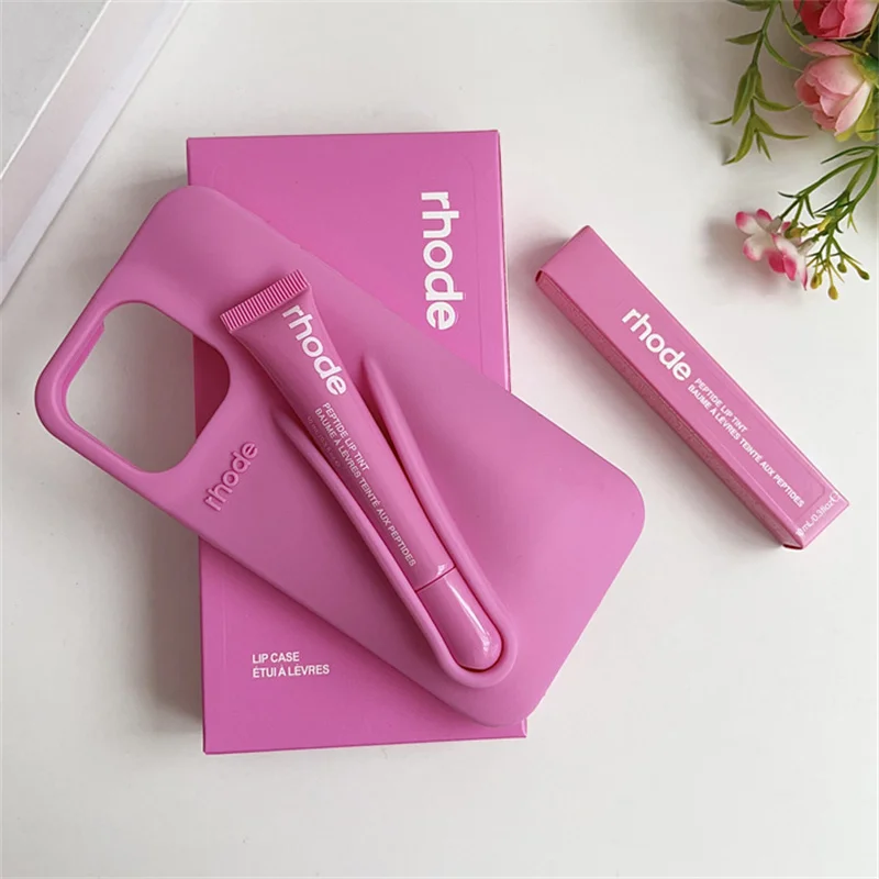 Telefoonhoesje met lippenstift- en lipglosshouder van siliconen voor iPhone 16 17 Air 15 14 13 12 11 Pro Max Plus