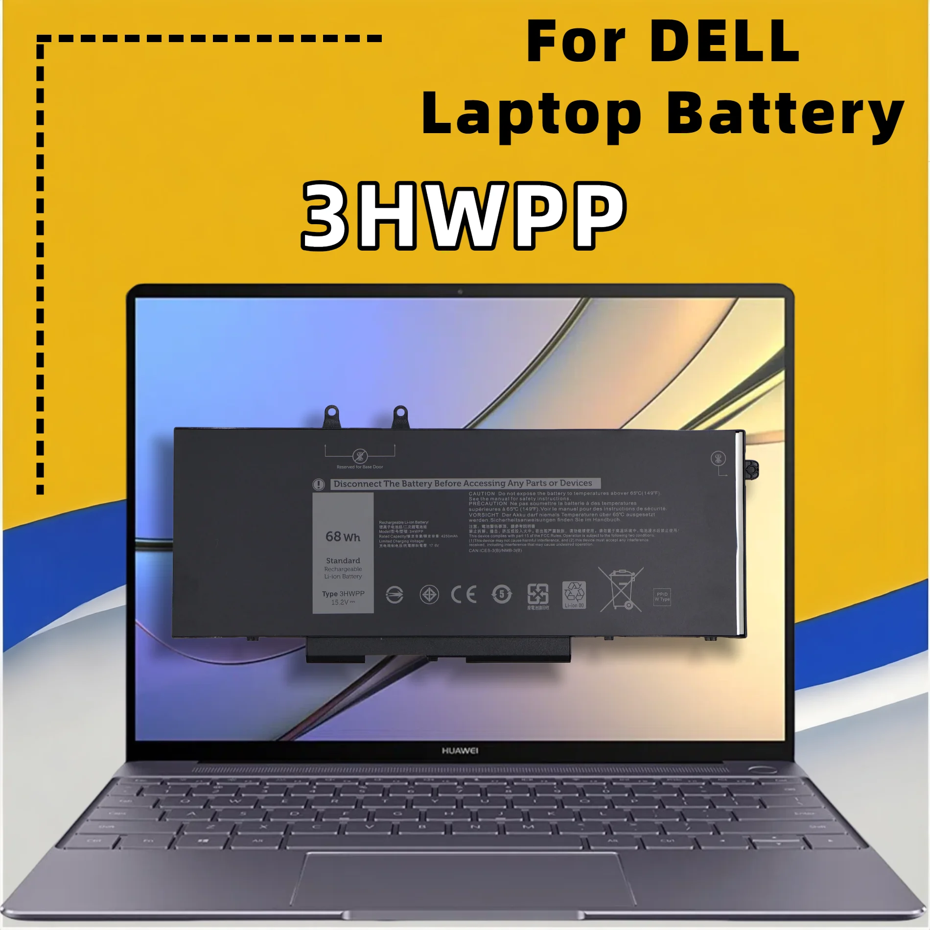NEW Battery 3HWPP 68Wh Laptop Battery For DELL Latitude 5410 5511 3541 5401 5501 5411 Series 7706 2-in-1 Notebook P80F003 P98G00