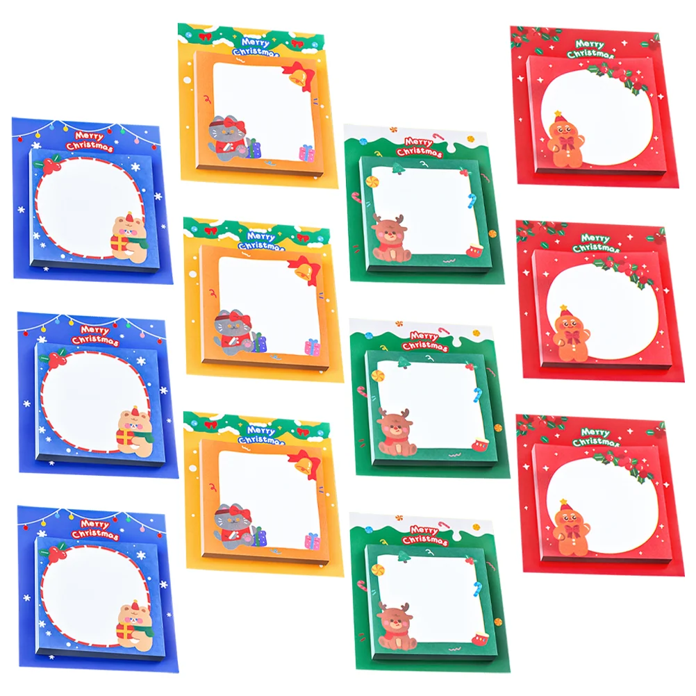 12 Pcs Christmas Daily Use Memo Sticker Stickers The List Portable Paper Multi-function Supplies Pad Office Pads