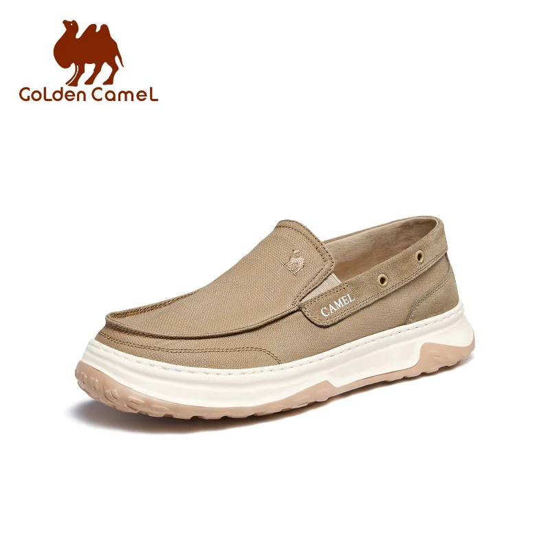 GOLDEN CAMEL Men\'s Shoes Lace-Free Lazy Loafers Thick Sole Soft Elastic Breathable Casual Cloth Shoes for Men 2023 Autumn New