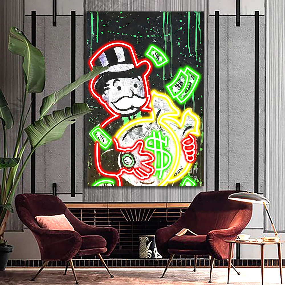 

Neon Sign Man Holding Money Bag LED Neon Pop Art Light for Living Room Bedroom Wall Decor Night Light Home Bar Decoration Sign
