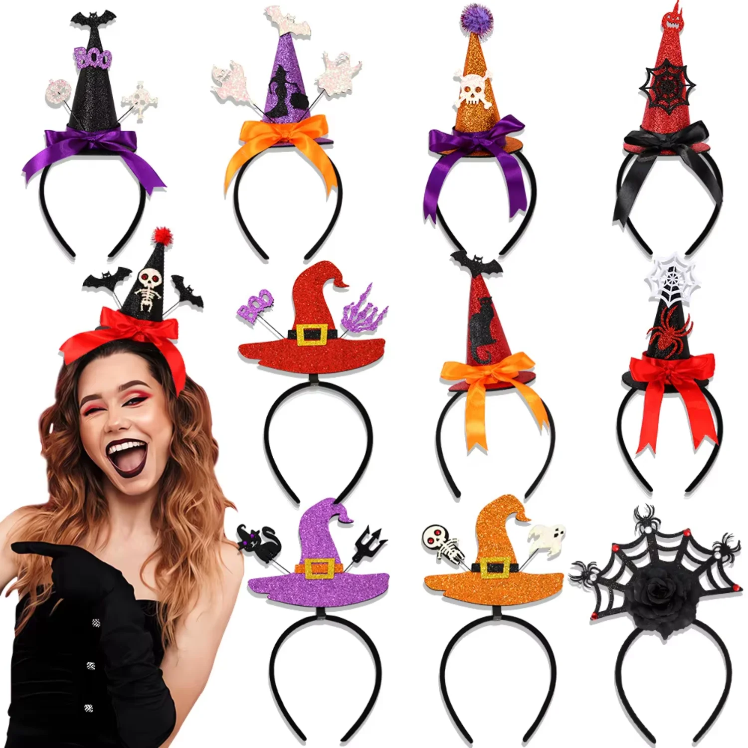 Halloween Hair Bands Ghost Festival Prom  Decorations Witch Hat Headband Witch Hat Head Button Decorations