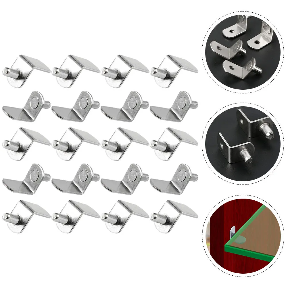 

20Pcs Five Hardware Brackets Metal Shelf Pegs Easy Install Cabinet Shelf Supports for Wooden Glass Shelves Cabinet Furniture