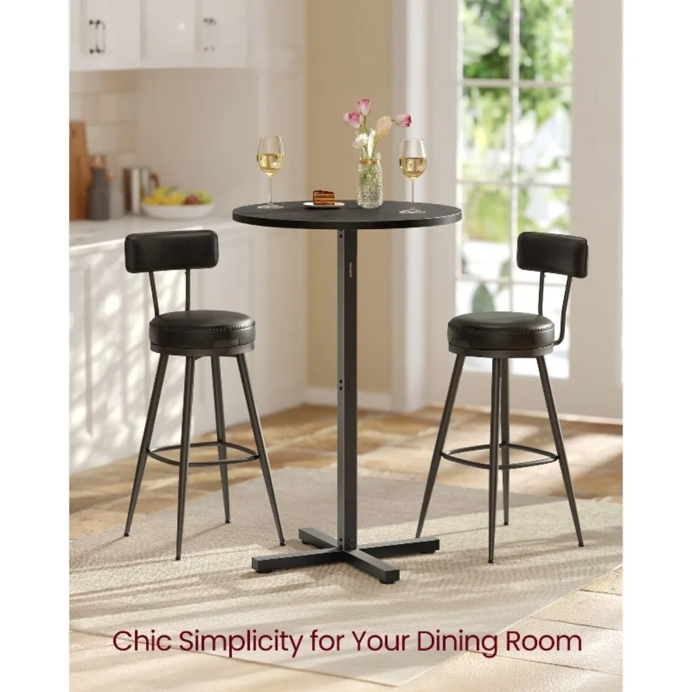 

Round Cocktail Table, High Top Bar Pub Table with Metal Frame and Cross Base, for 2-3 People, Modern, Easy to Assemble, 23.6 x 41.1 Inches
