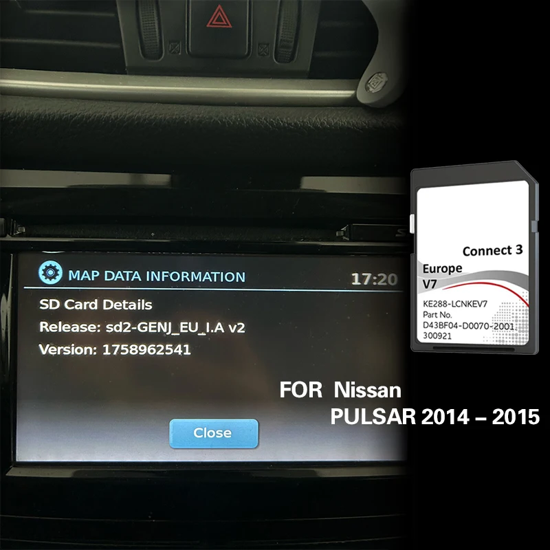 Für Nissan PULSAR 2014 2015 Sat Nav Connect 3 V7 Ttaly Polen Norwegen Karte GPS Navigation SD Karte