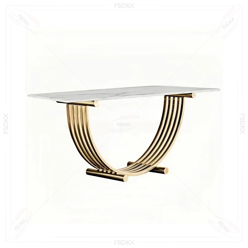 FSDKX Wedding Long Gold Steel Head Table for Events Decor