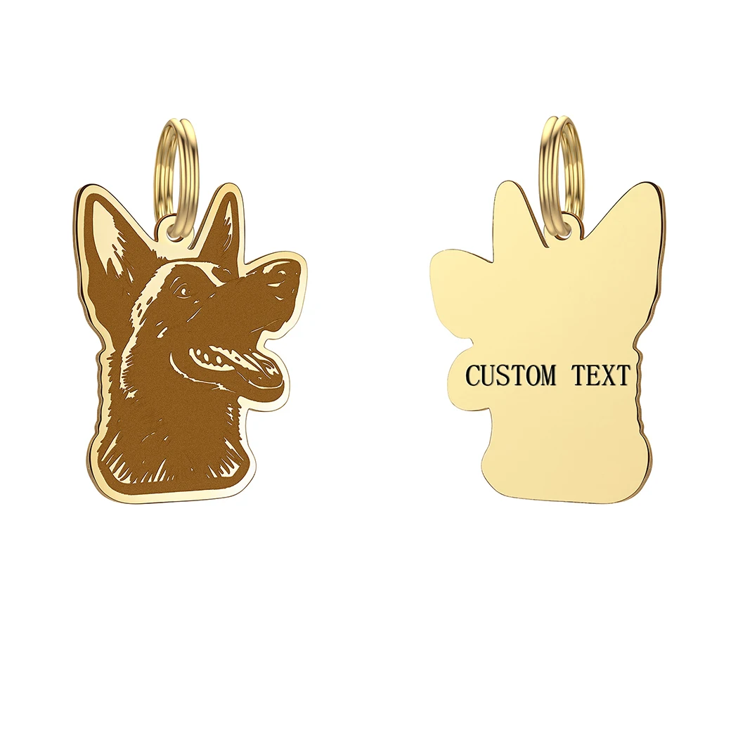 Stainless Steel Belgian Malinois ID Tag Name Phone Collar Custom Engraved Keychains