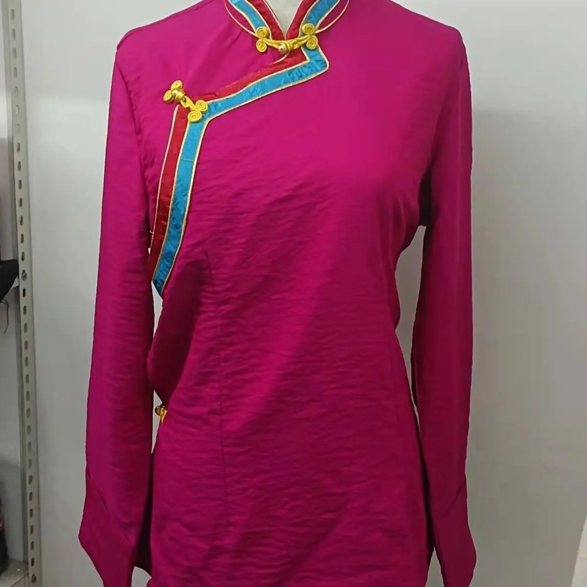 

New Women's Tibetan Clothes Rolling Strip Double Color Matching Shirt Inner and Outer Wear Clothing