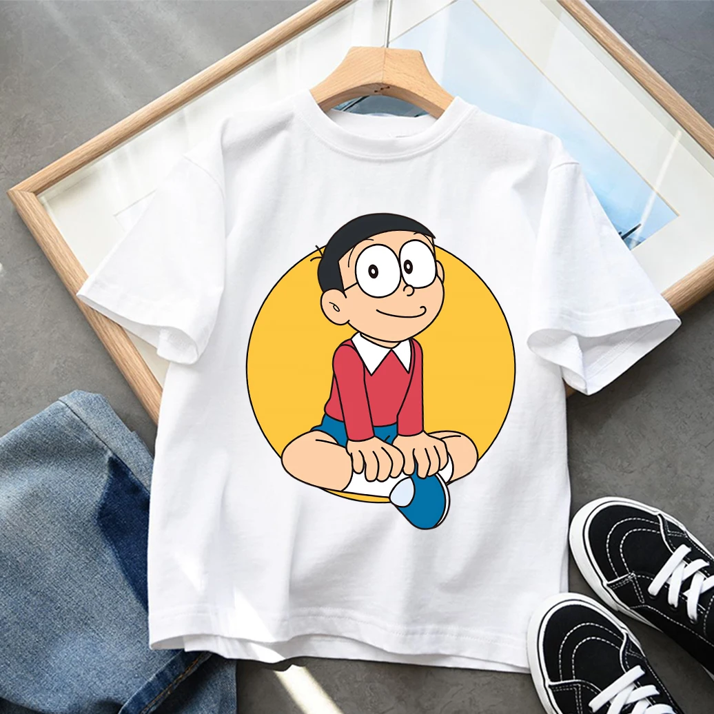 Doraemons Children T Shirt Girl Boy Summer Clothes Cartoon Baby Cotton Tee Shirts Print Short Sleeve Kid Tops Toddler Tees Gift