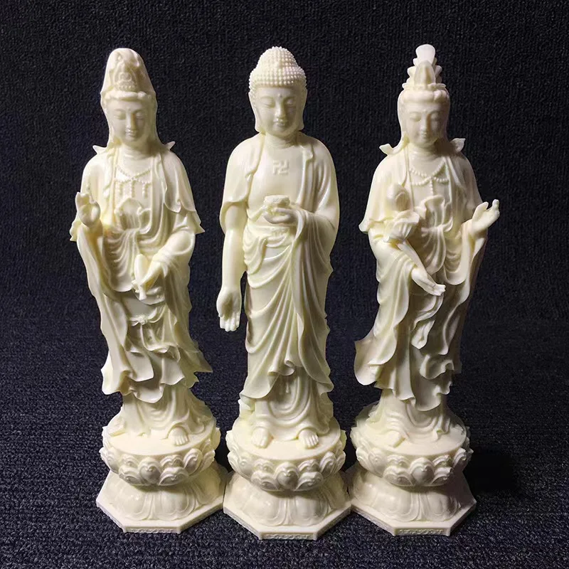 Factory Direct Supply Ivory Nut Western Trinity Decoration Home Living Room Desktop Worship Buddha Statue Statue Decoration Craf