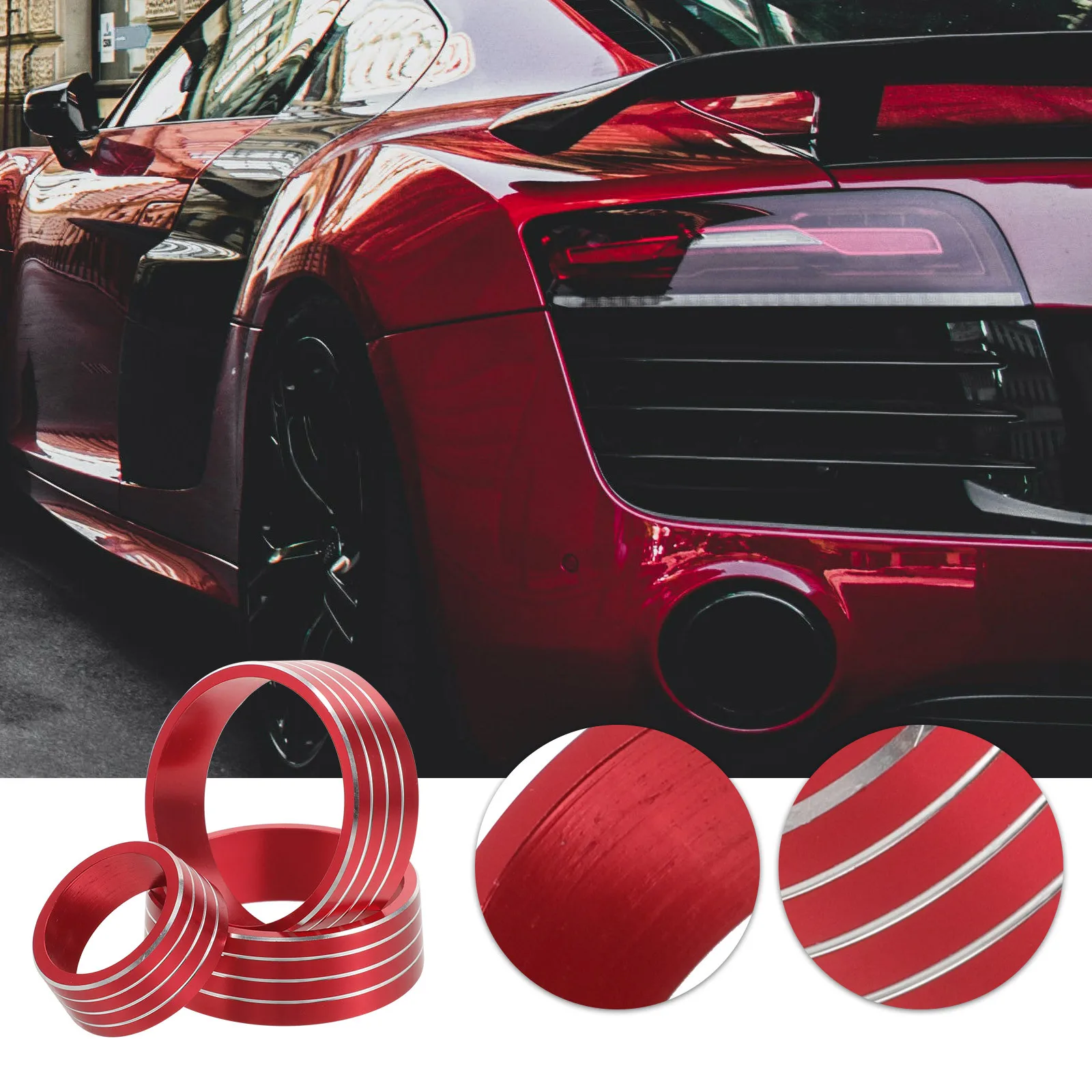 

3Pcs Car Air Conditioner Knob Covers Aluminum Alloy Durable Fade Resistant Knob Decoration Rings Auto Interior