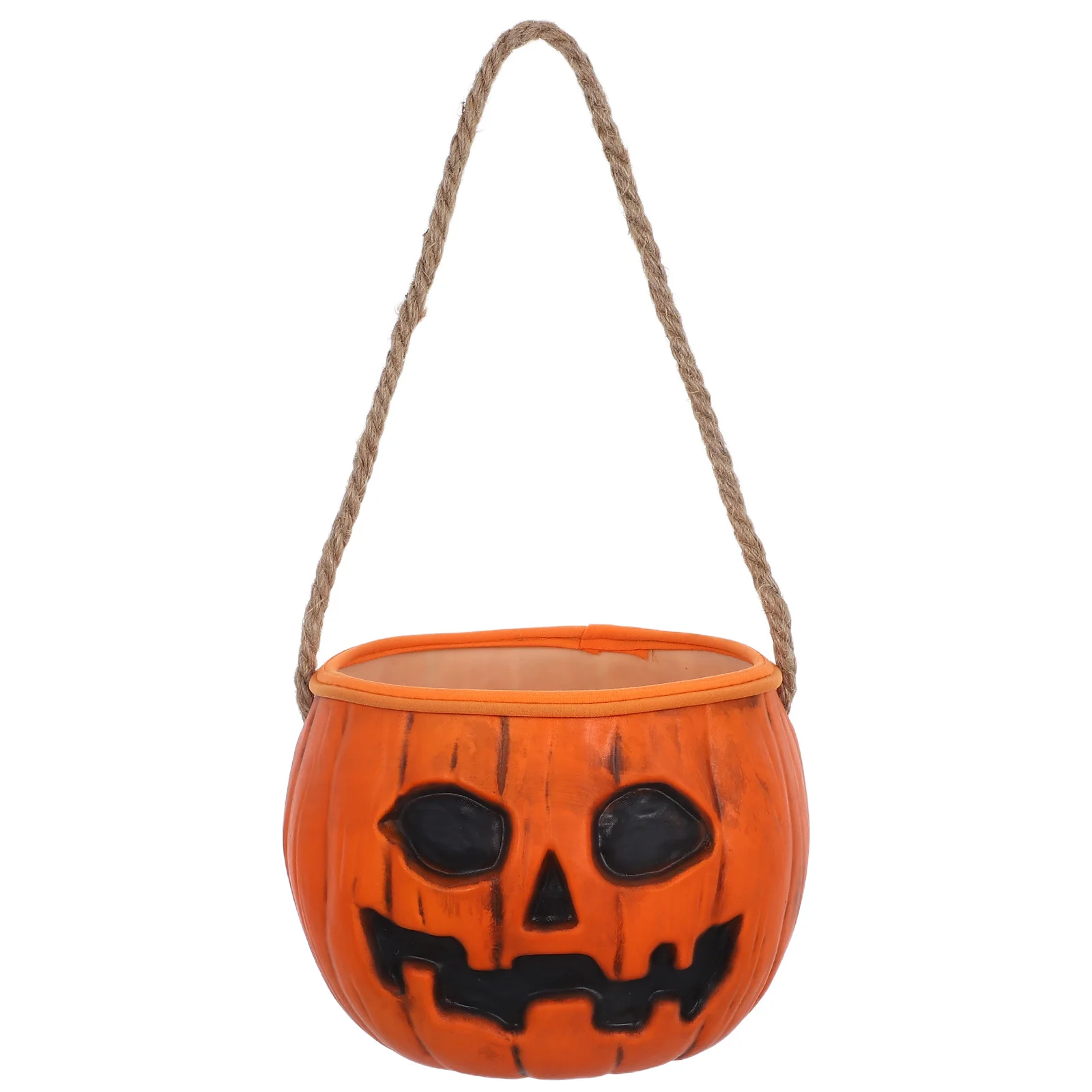 

Light-Up Pumpkin Candy Basket Spooky Illuminated Halloween Bucket Eerie Sound Effects Portable Rubber Treat Pail For Kids