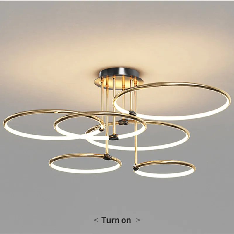 

Golden black color Ring chandelier Modern LED Lighting For Living Study Room Dimmable Indoor Lamps Parlor Foyer Luminaire