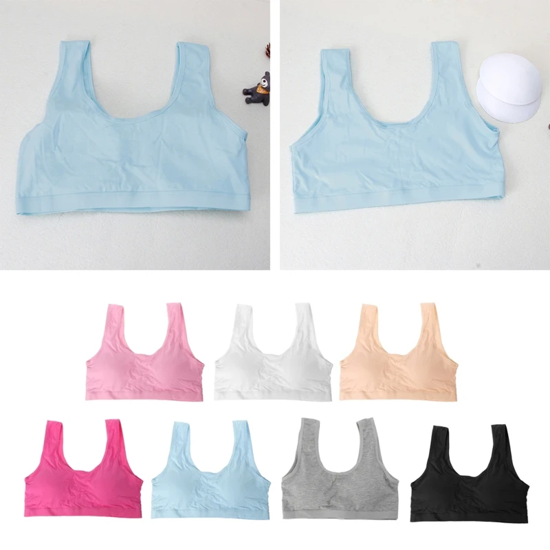 New Popular Soft Cotton Girls Training Bra with Removable Pads Little Girls Training Bras for Teenage Girls U-Back