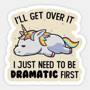 Just Need To Be Dramatic Lazy Unicorn Gift  5PCS Stickers for Background Car Art Laptop Anime Window Decorations Room Stickers