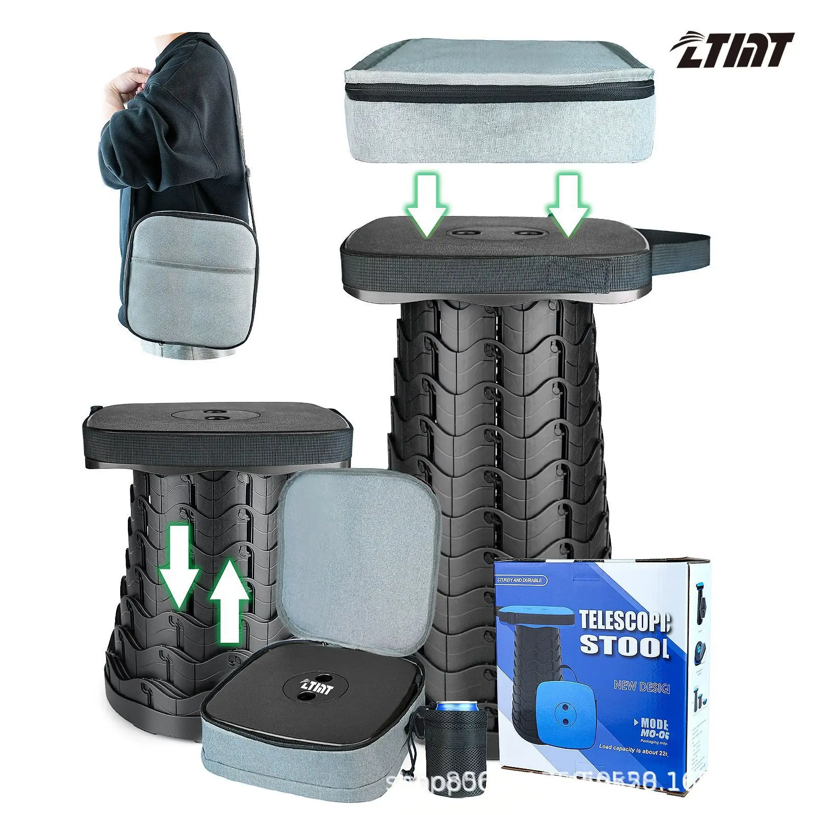 

Suitable for Miao Oufang stool retractable folding stool plus gray back portable adjustable outdoor fishing chair small Mazar wh