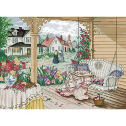 Villa Life DIY Handmade Cross Stitch Embroidery Kit Aida 14ct 16ct 11ct White Counted Canvas Fabric Printed Cloth Needlework Set