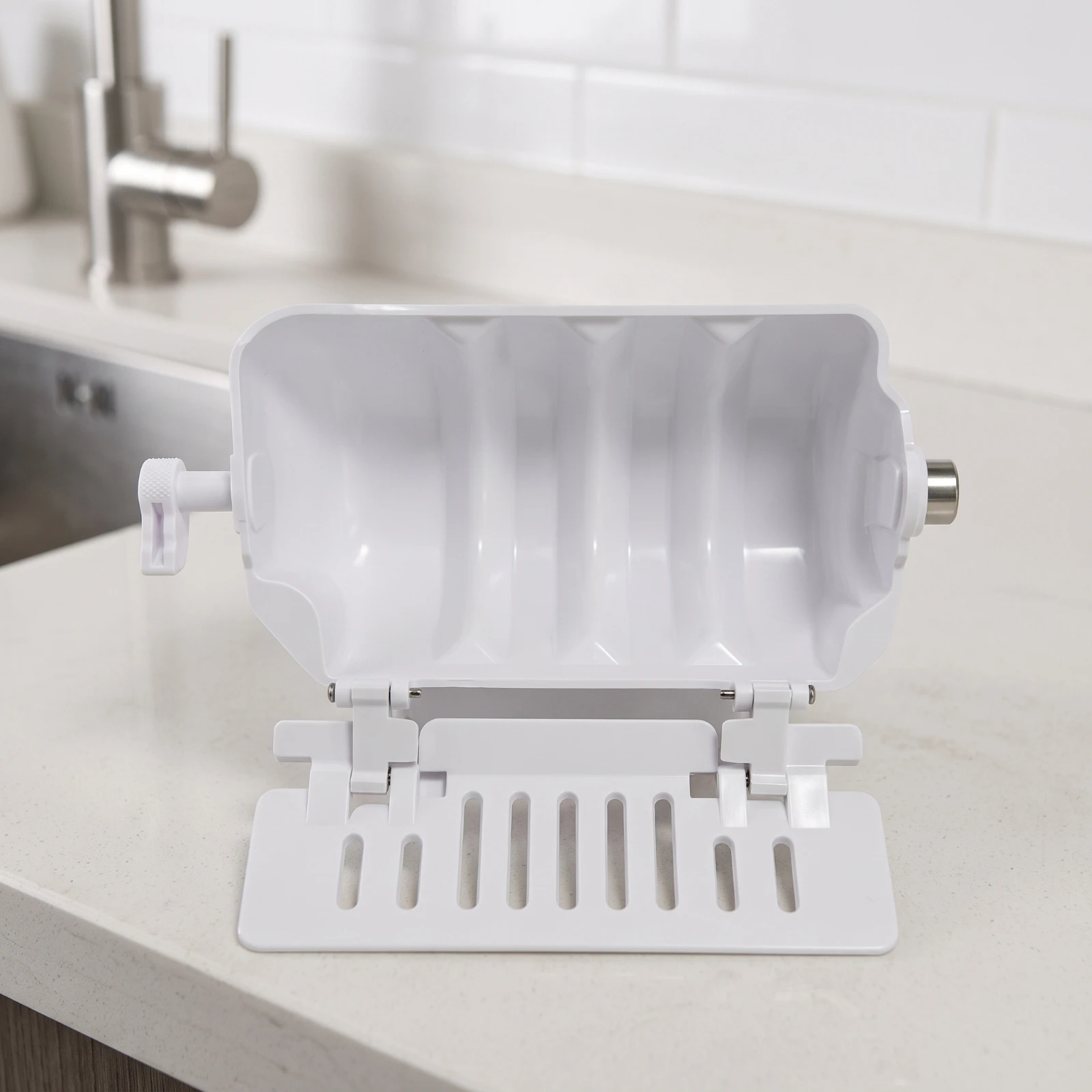 Ice Maker Container with Foldable Flap Compact Ice Maker Box with Drainage Slots for Kitchen, Home view 5
