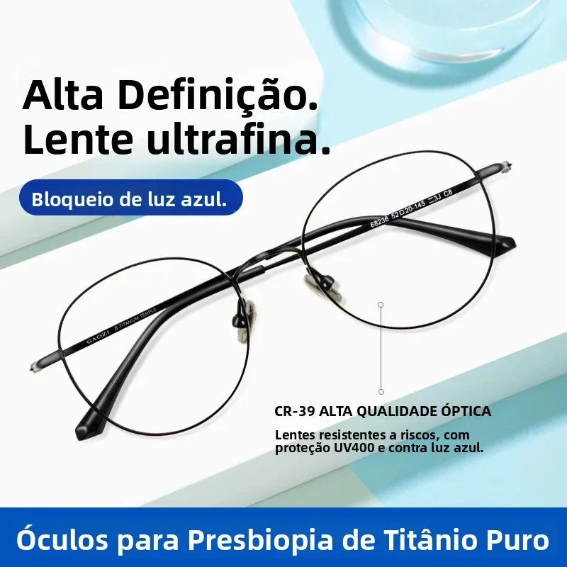 純チタン超薄型老眼鏡男性用ブルーライトブロックリーダー、アンチグレアuvフィルター眼鏡