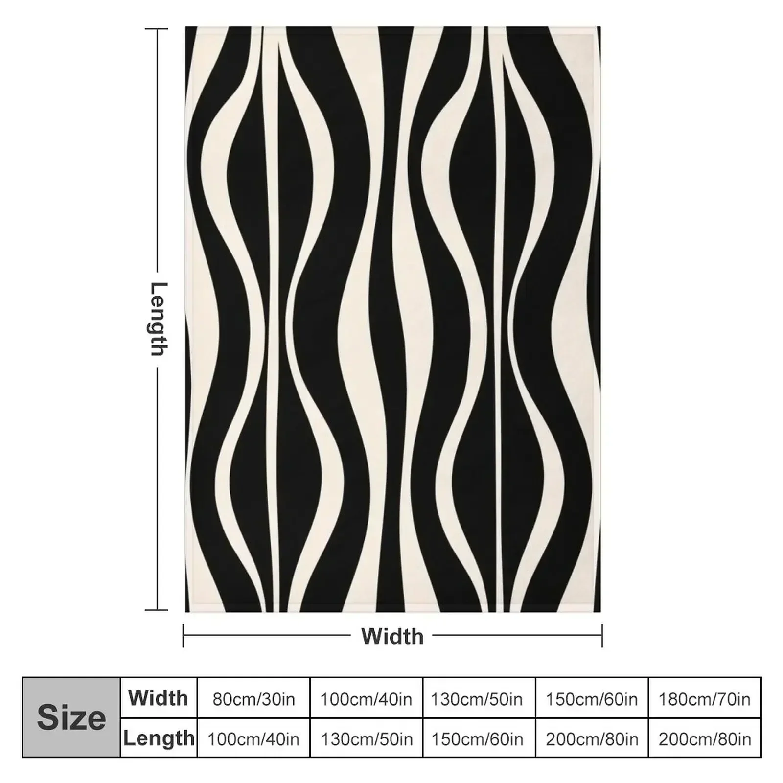 Hourglass Abstract Midcentury Modern Retro Mod Pattern in Black and Almond Cream Throw Blanket Luxury Designer Large Blankets