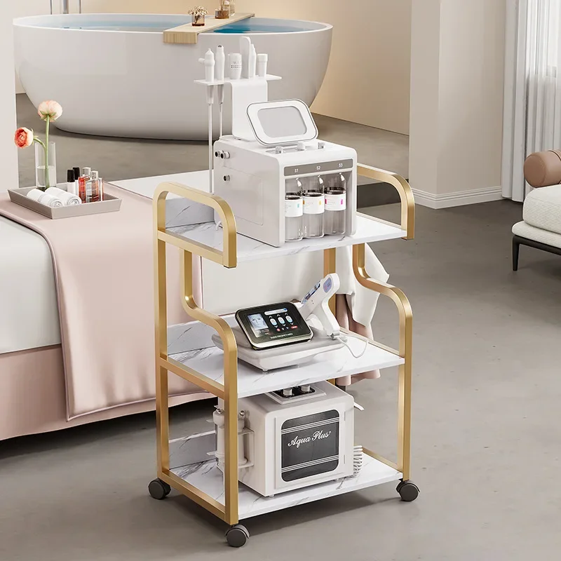 

Stainless Steel Beauty Instrument Storage Cart Movable Beauty Salon Auxiliary Cart with Wheels Tool Car Multipurpose Home Rack