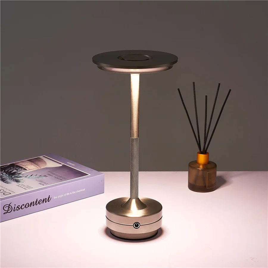 Modern Simple LED Rechargeable Table Lamps Bar Restaurant Coffee Hotel Retro Desk Light Portable Dimmable Atmosphere Night Light