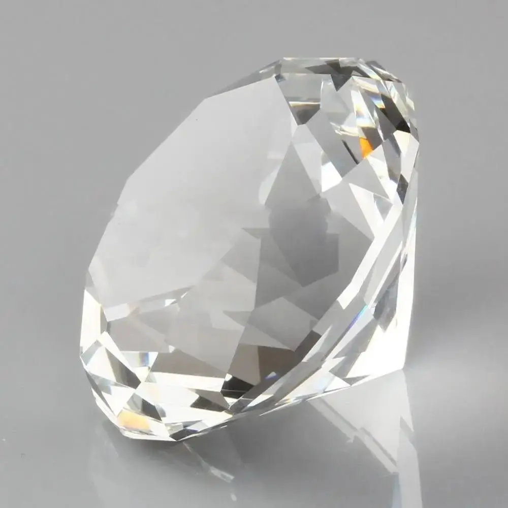 Faceted Cut Clear Crystal Diamond Romantic 60/80/100mm Artificial Crystal Diamond Creativity Crafts Big Glass Diamond