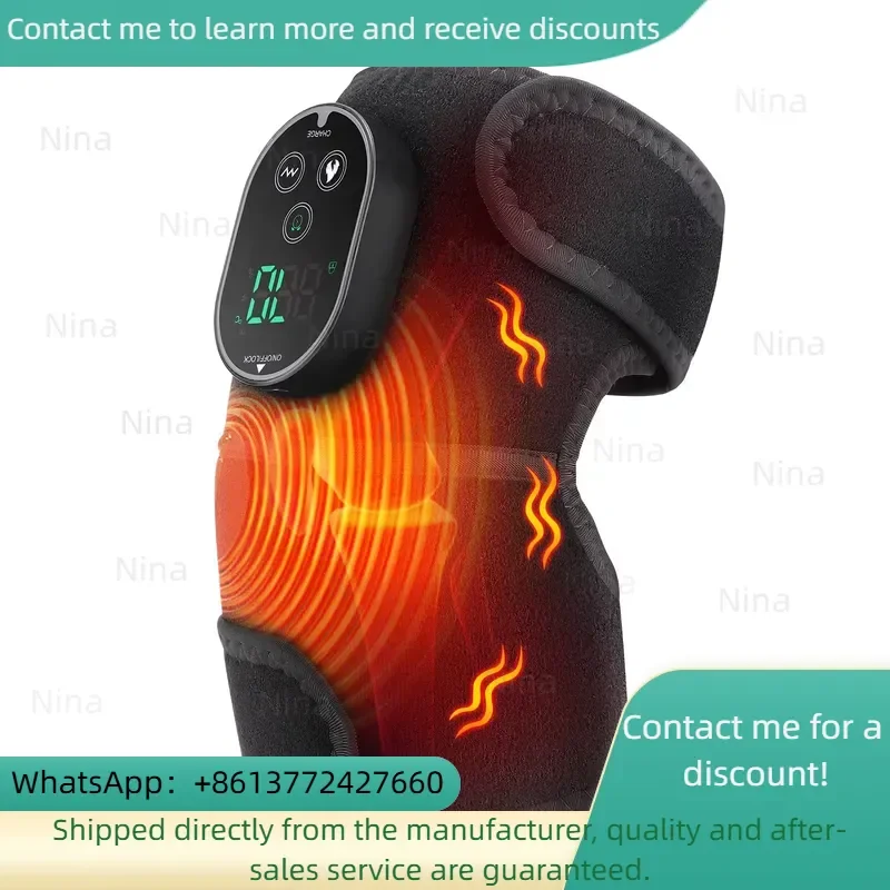 Portable Arthritis Pain Relief Hot Compress Vibration Elbow Shoulder Pad Cordless Heated Knee Massager with Timer