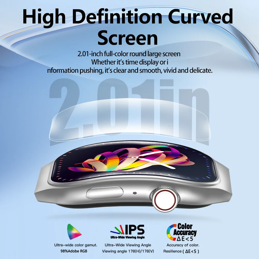 LAXASFIT New Slim Smart Watch Men's 2.01-inch AMOLED Curved Display Bluetooth Talk Sports Fitness Tracking Smartwatch Women's