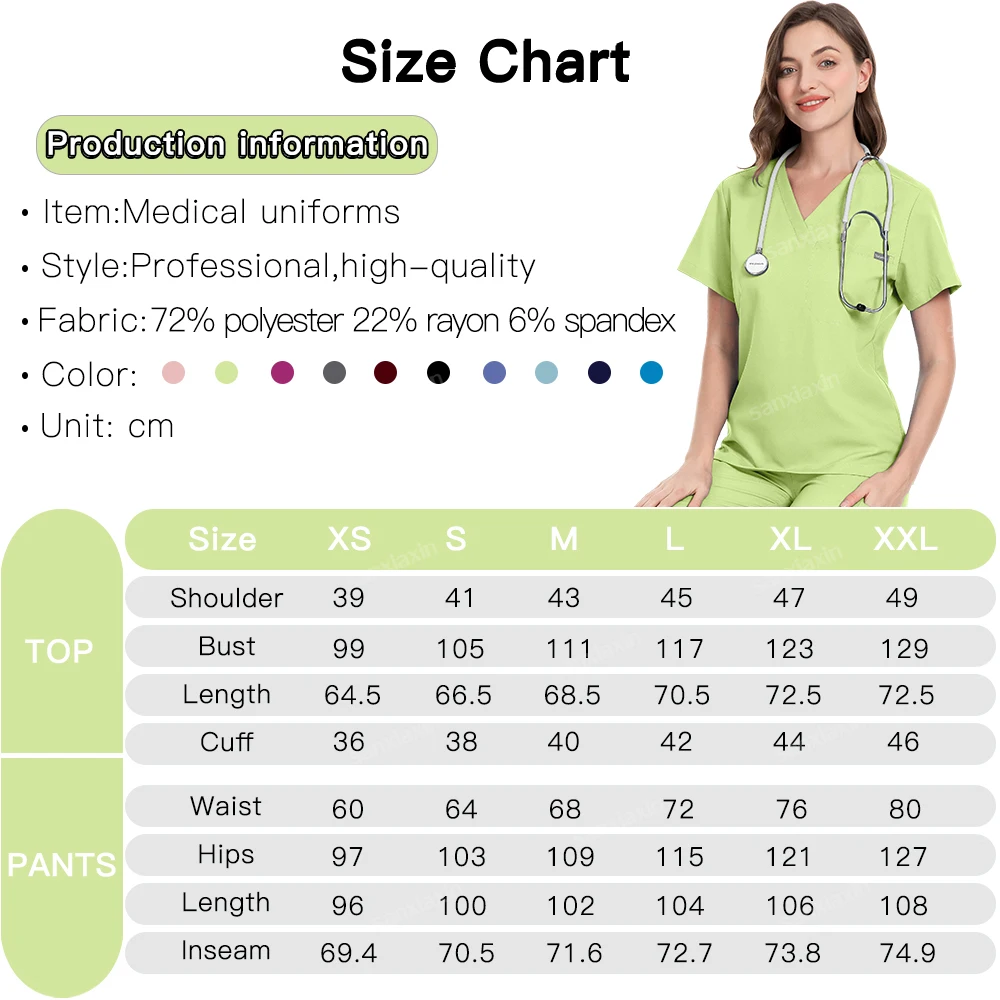 Scrub alti uniformi mediche donne Scrub Top pantaloni pantaloni tuta ospedale infermiere accessori clinica dentale abbigliamento da lavoro abbigliamento di bellezza