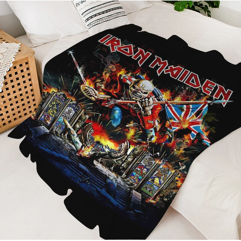 Warm Winter Blankets D-Heavy Metal Band D-Irons D-Maidens Sofa Fleece Custom Fluffy Soft Blankets King Size Microfiber Bedding