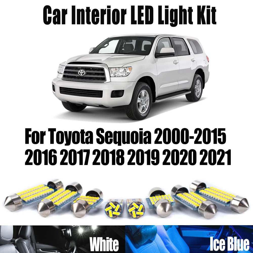 

Canbus Vehicle LED Interior Dome Vanity Mirror Light Kit For Toyota Sequoia 2000-2017 2018 2019 2020 2021 Car Ceiling Door Bulbs