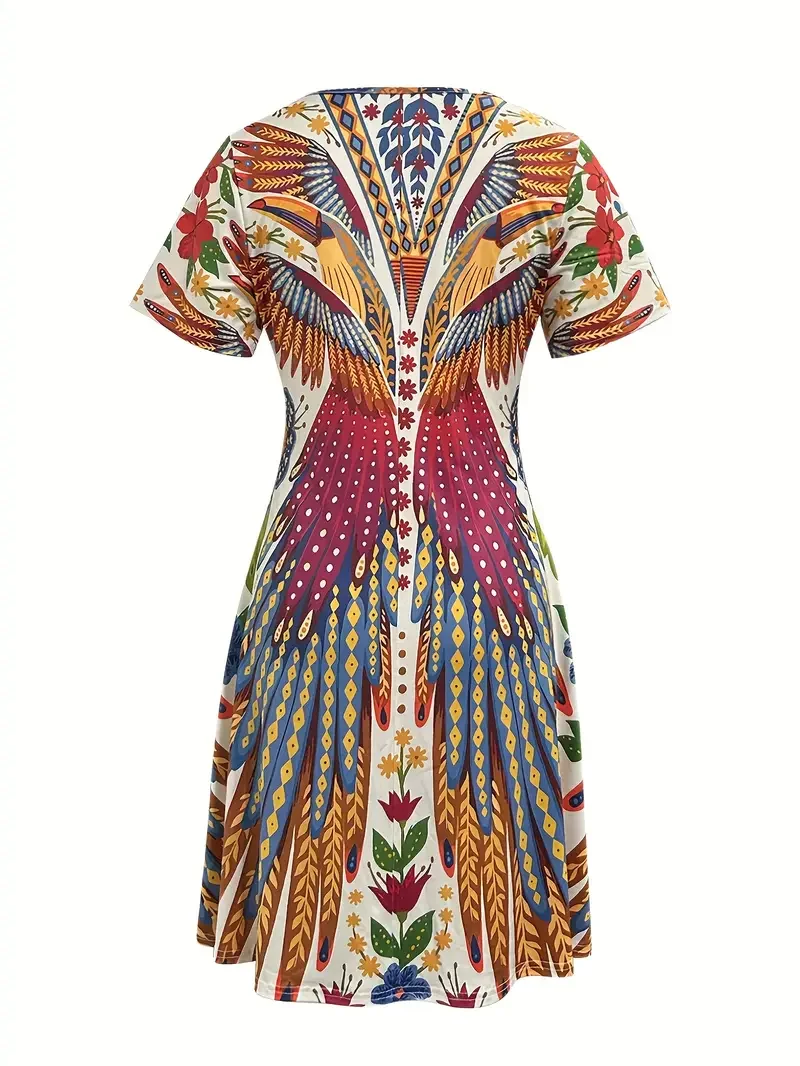 レディース ボヘミアン ドレス 長袖 花柄 マキシドレス ルーズフィット カジュアル ヴィンテージ スタイル ドレス